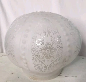 Vintage Elegant Floral Frosted/Etched Glass Ceiling Mount Globe/Shade - Picture 1 of 6