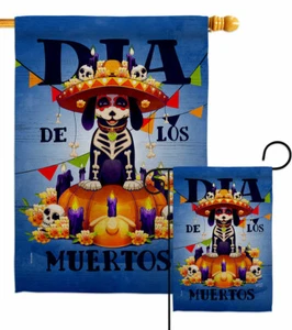 Día de Muertos Dog Garden Flag Falltime Day of Dead Decorative Yard House Banner - Picture 1 of 19