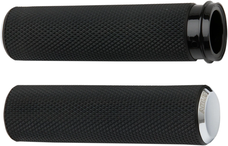 Empuñaduras de goma moleteadas Arlen Ness cromadas 76-21 Harley Big Twin/XL empuñaduras de cable Foto 1 de 1