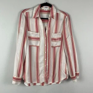 Express The Portofino Shirt Slim Fit Large Womens Multicolor Shimmer Stripe - Picture 1 of 10