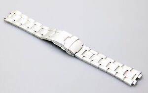 NEW 22MM TIMEX - WHITE Brush Metal Heavy Duty Watch Band! Deployment Clasp !