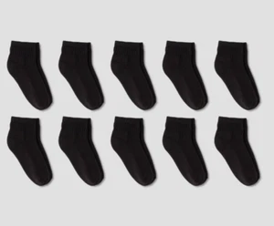 *9 Pack* Cat And Jack Cushioned Sole Ankle Socks Medium Shoe Size 9 -21/2 Black - Picture 1 of 5