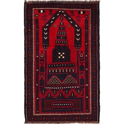Tribal Afghan Hand Knotted Oriental Prayer Rug 100% Woven Rug 2'11x4'9 ft W15515 - Image 1 of 4