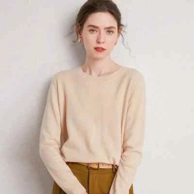  Pullover Wool Sweater Women's O-Neck Tops Cashmere Knitted Bottoming Shirt - Image 1 of 4