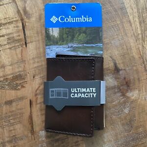 Columbia Ultimate Capacity Men’s Tri-Fold Leather RFID Secure Brown Wallet NEW
