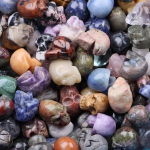 20Pcs Natural Stone Carved Vintage Charm Terminator Skull Head Beads for Men Wom - Picture 1 of 13
