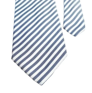 Authentic ALTEA MILANO White Striped Neck Tie Handmade in Italy - Picture 1 of 9