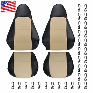 Driver Passenger SEAT COVERS BLACK/BEIGE 2 FRONT LEATHER For BMW Z3 1996-01 2002 - Picture 1 of 13