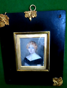 ANTIQUE  19THC COUNTRY HOUSE  PORTRAIT MINIATURE OF LADY WITH BLONDE HAIR.