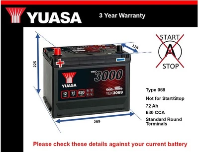 Battery fits TOYOTA RAV4 YARIS HILUX YARIS VERSO LAND CRUISER PRADO 069 - Image 1 of 4