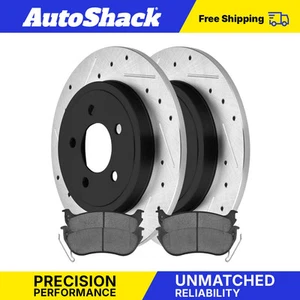 Rear Drilled Slotted Brake Rotors Premium Ceramic Pads for Ford Explorer - Picture 1 of 6