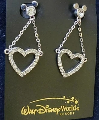 Swarvoski Crystal x Disney Earrings Mickey Mouse Stud Drop Dangle Heart Jewelry - Image 1 of 4
