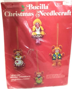 Bucilla 2340 Goldilocks & Friends Jeweled Felt Holiday Ornaments Kit Makes 4 NEW - Picture 1 of 11
