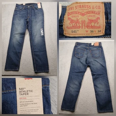 Levi's 541 Athletic Taper Jeans Men's 36x34 Dark Wash Stretch Denim Eco Ease NWT - Image 1 of 4