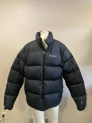 Marmot Mens Large 700 Down Fill Quilted Puffer Warm Winter Jacket Packable Black - Image 1 of 4