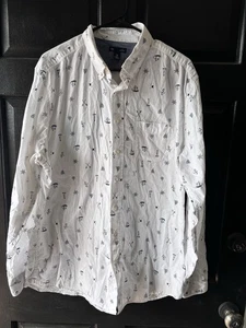 GAP marinero náutico yate estampado algodón manga larga preppy abotonado L - Imagen 1 de 8