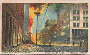 Litografía San Francisco CA 1906 Terremoto Ruinas Mission Street Periódico Chicago - Imagen 1 de 2
