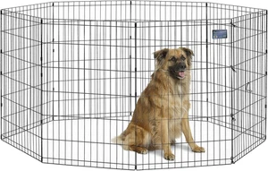 Folding Metal Dog Exercise Pen, Indoor/Outdoor Playpen with No Door, Provides 16 - Picture 1 of 7