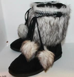 Just Fab Faux Fur Eskimo Boot Size 6 Tassel Winter Ankle Boots - Picture 1 of 7