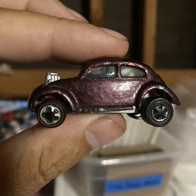 Hot Wheels Redline 1967 VW Bug • Maroon Repaint • No Sunroof • USA • Vintage - Image 1 of 4