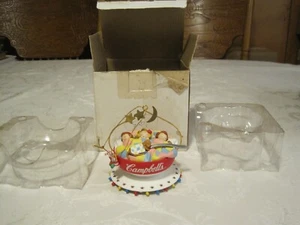 1993 CAMPBELLS SOUP CHRISTMAS ORNAMENT KIDS SLEEPING IN A BOWL WITH DOG - Picture 1 of 21