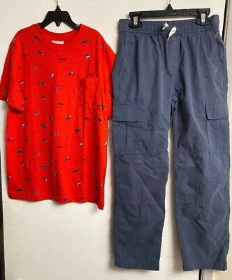 NUEVO CON ETIQUETAS HANNA DIFFERENTSON Niños Azul Carga Pull On Pantalón e Insecto Rojo Camiseta Talla 10 Foto 1 de 4