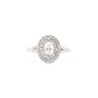 Double Halo Natural Diamond Oval Engagement Ring in 14K White Gold 1.3 CTW