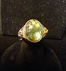 Vintage Avon Sterling Silver Abalone And Cubic Zirconia Ring Size 8 - 2.7G