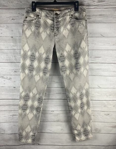 SANCTUARY Denim The Charmer Jeans Size 31 Cream Gray Diamond Pattern Sexy Pants - Picture 1 of 12