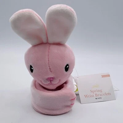 Easter Animal Adventure Bunny Plush Hug Slap Wrist Bracelet Stuff Rabbit Pink - Image 1 of 4