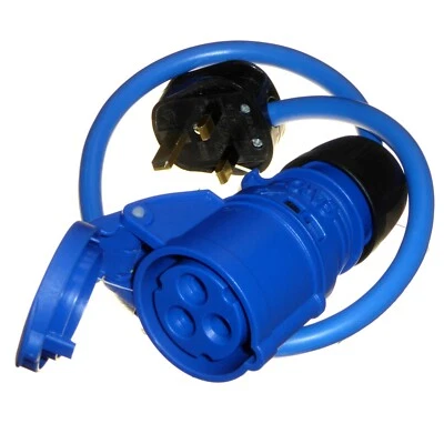 13A to 16A Fly Lead - Plug - Coupler - Appliance Socket - 16 Amp 3 Pin 230V Blue - Image 1 of 4