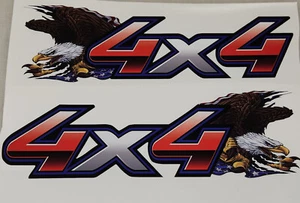 PAIR Attack Eagle american Flag 4X4 Decals / Stickers - Picture 1 of 2