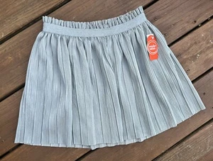 Wonder Nation Girl’s Shiny Silver Pleated Skirt Lined Elastic Waist Large 10/12 - Picture 1 of 4