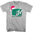 Mtv Logo Christmas Iteration Men's T-Shirt Snow Christmas Hat And Candy Cane