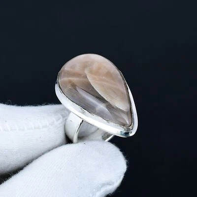 Porcelain Jasper Gemstone 925 Sterling Silver Jewelry Ring Size 8.5 - Image 1 of 2