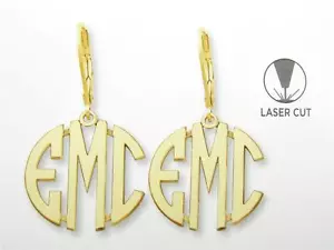 Special Order 3 Letter Initial Sterling Silver Monogram Earring Unique Laser Cut - Picture 1 of 1