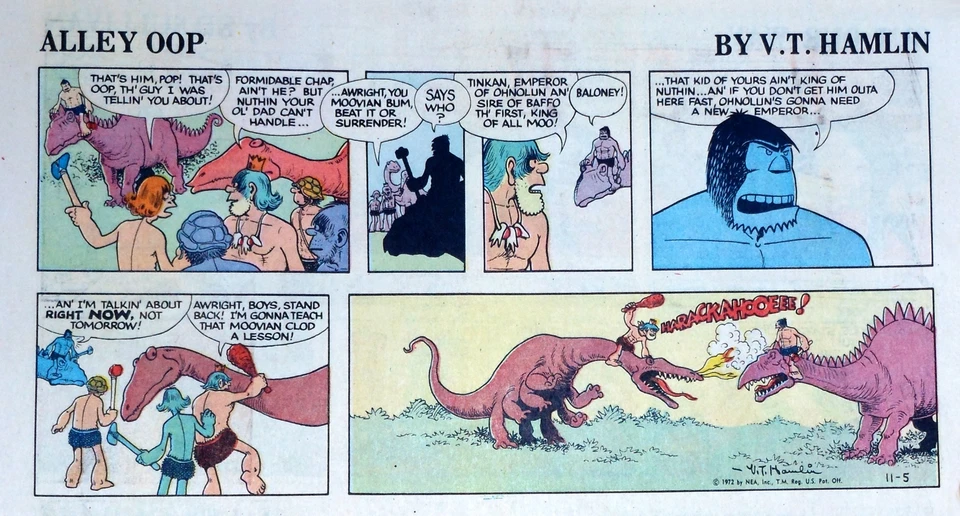 Alley Oop by V.T. Hamlin - lot of 9 color Sunday comic pages from late 1972 - image 1 of 1
