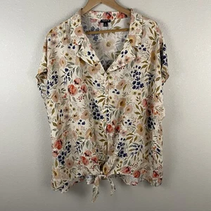 Torrid Womens Plus Size 2X Challis Tie Front Dolman Top - Picture 1 of 7