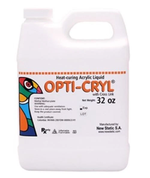 New Stetic Opti Cryl Heat Curing Acrylic Liquid Monomer 32oz