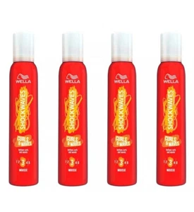 4 x WELLA SHOCKWAVES Curls & Waves Hair Mousse (200ml) - Picture 1 of 1