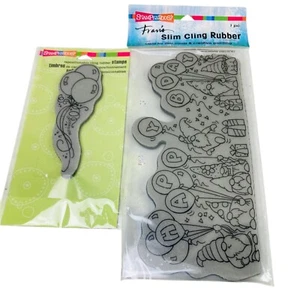 Stampendous Cling Rubber Stamps Set - Birthday Balloons & Gnomes Design - Picture 1 of 10