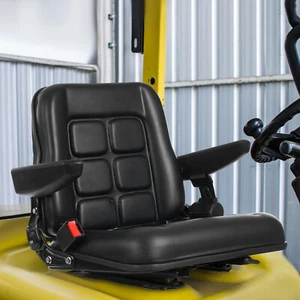 Durable Tractor Seat Adjustable Forklift Digger Mower Dumper Seat W/ Slide Rail - Picture 1 of 24