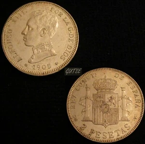 *GUTSE*629-ALFONSO XIII, 2 PESETAS 1905*19-05, MADRID SM V, EBC+ - Imagen 1 de 1