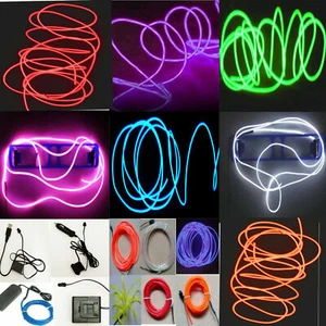 Neon LED Light Glow EL Wire String Strip Rope Tube Decor Car Party + Controller - Picture 1 of 32