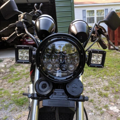 7" Motorcycle LED Hi/Lo Headlights Black For Kawasaki 440 454 550 750 1000 LTD - Image 1 of 4