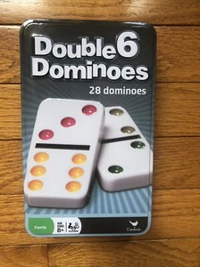 28 Double 6 Color Dot Dominoes in Collectors Tin CARDINAL DOUBLE 6 DOMINOES - Picture 1 of 5