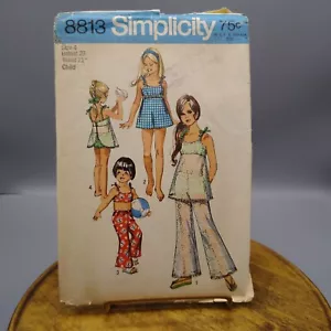 Vintage Sewing PATTERN Simplicity 8813, Child Bathing Suit and Bell Bottom Pants - Picture 1 of 3