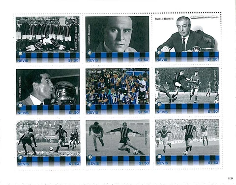 Nevis #SGMS2277 MNH M/S 2011 Inter Milan Italy FC Suarez Moratti Herrera [1695] Cover