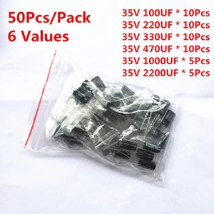 50Pcs 35V 100UF 220UF 330UF 470UF 1000UF 2200UF Electrolytic Capacitor Kit   - Picture 1 of 5