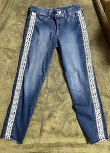 Wonder Nation Girls Pull On Jeans Lace Stripe Size 10-12 - Picture 1 of 6